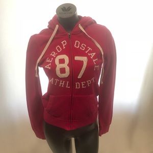 AEROPOSTALE DARK PINK & WHITE HOODIE